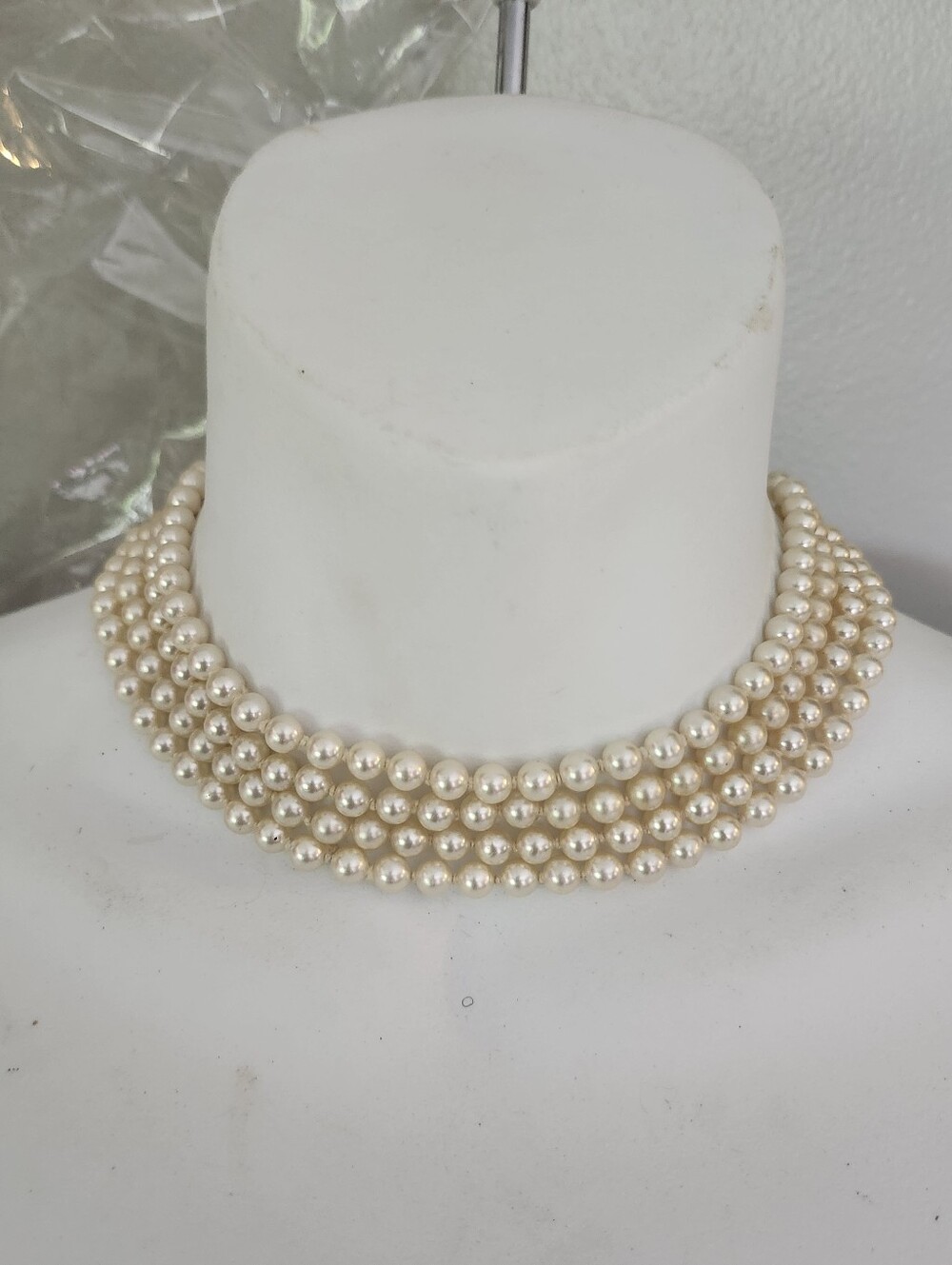 Vtg Classic Ivory Pearl Long Necklace - 60 Inches